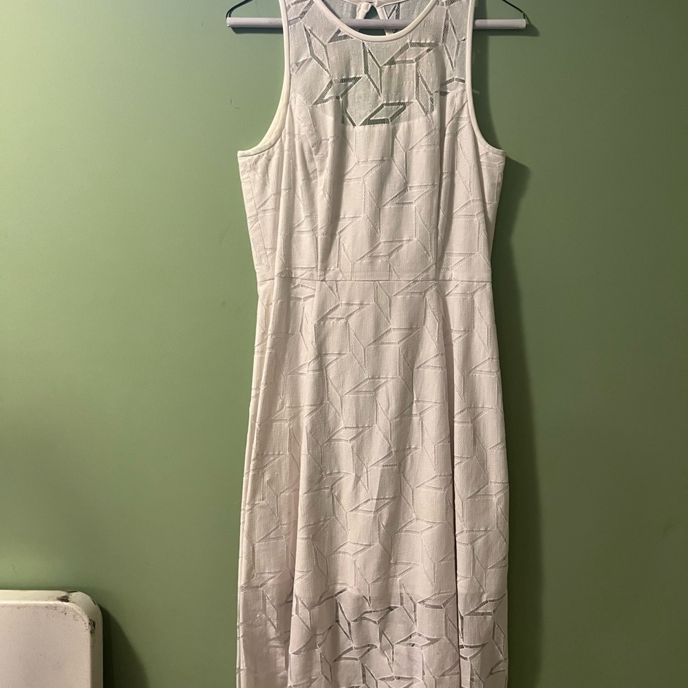 White House Black Market Textured White Midi Dress Size 4
